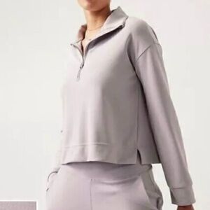 ATHLETA Tinsel Purple Seasoft 1/4 Zip Pullover Active Soft Sweatshirt Size Large